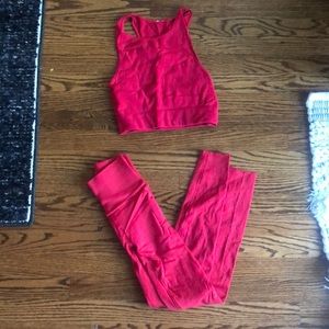 Two-piece Fabletics Red Workout Set (red, WORN ONCE)